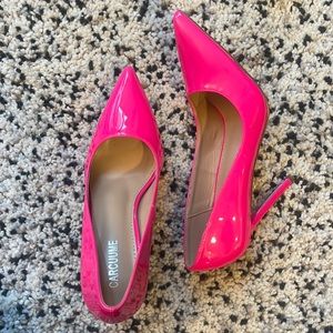 Hot pink closed toed heel